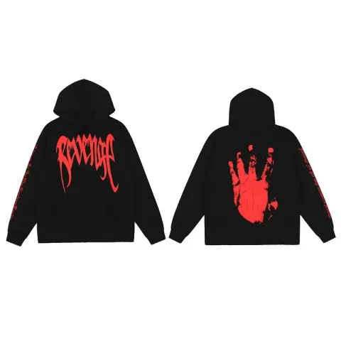Revenge Hoodie option Black and red fingerprint