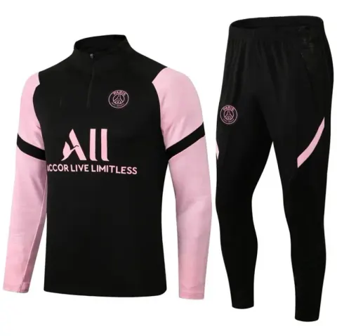 Football Set Tracksuit option 2122 Paris black pink sleeves