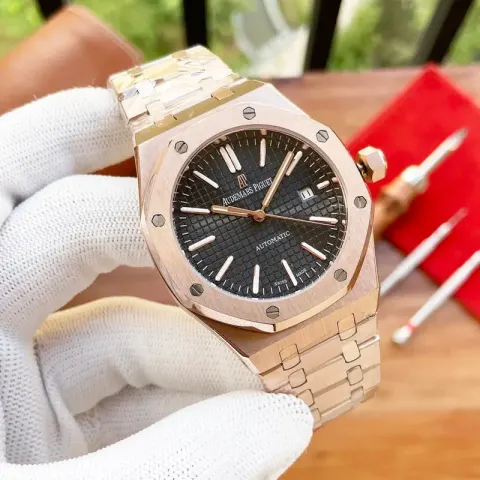 Audemars Piguet Silver Band option Rose gold shell black steel strip