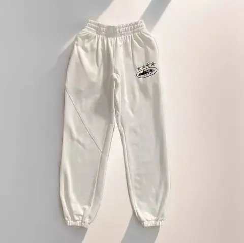 Corteiz Alcatraz Basic Black Pants option White with 4 stars.