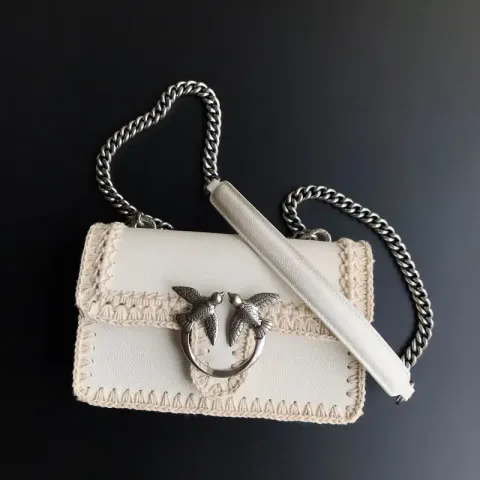 Pinko Bag option Top-layer hand-stitched white small size