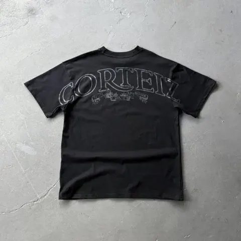 Corteiz Tee option Black print black/high quality 300g