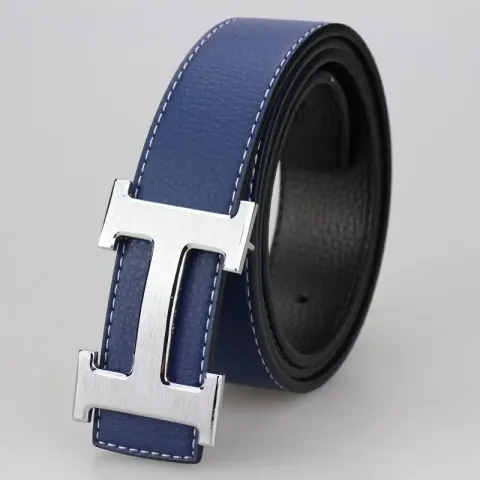 Budget Hermes Belt option H silver buckle plate blue belt
