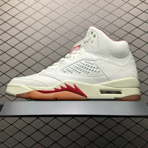 Jordan 5 Metallic Silver option white carved flower