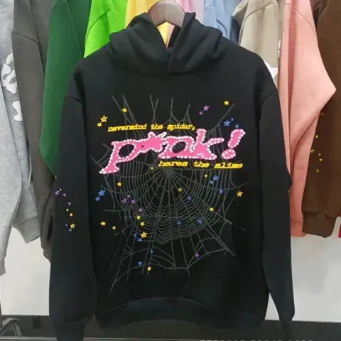 Sp5der Pink Hoodie option black
