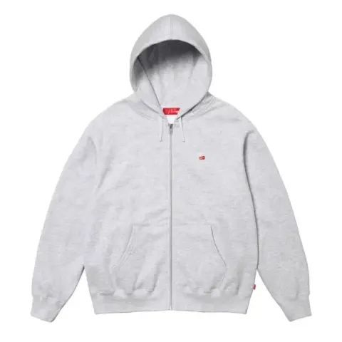 Supreme Zip Hoodie option Small logo light gray zipper