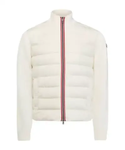 Moncler Padded Cotton Zip-Up Cardigan option white