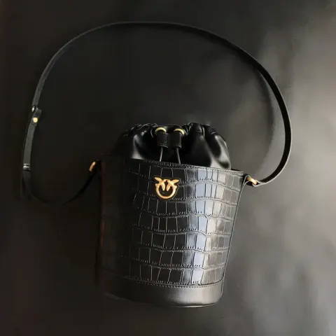 Pinko Bag option Crocodile Bucket Bag Black