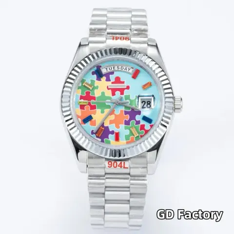 Rolex Datejust 41mm option [square drill disc] silver shell, color disc, steel belt