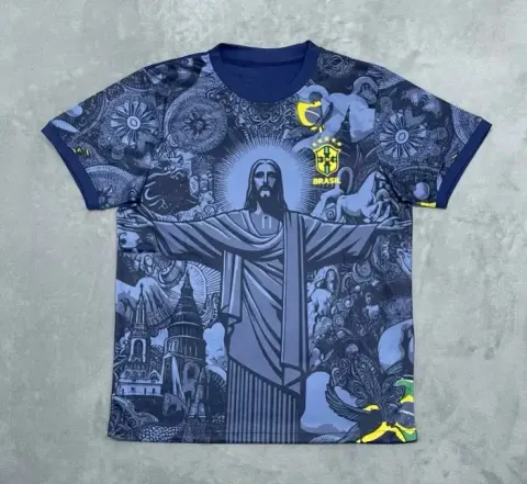 Brazil Special Jersey option Brazil Jesus Edition Blue