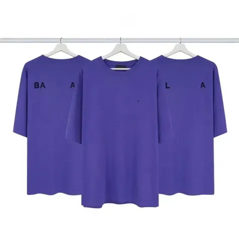 Balenciaga Tees option purple embroidery short sleeve