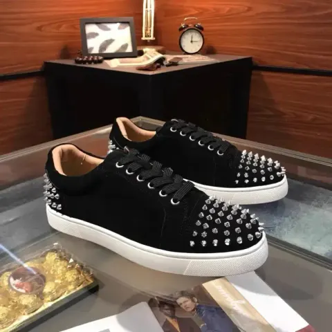Christian Louboutin Shoes option Black Suede Silver Nail
