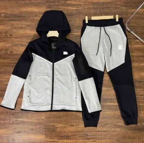 Nike Tech Fleece Black Hoodie option Black and gray half sleeve suit