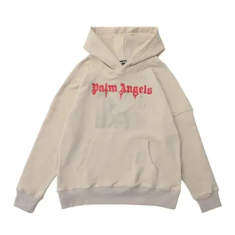 Palm Angels Hoodie option Foaming letter apricot correct version