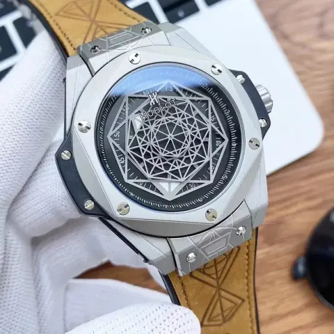 Hublot Big Bang Sang Bleu option Titanium Grey  Black Plate  Yellow Belt
