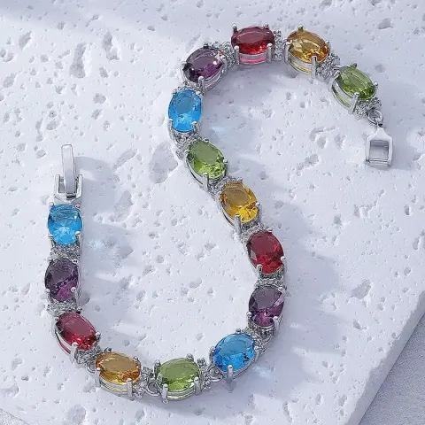 Random Bracelet option B00331 Platinum Colored Diamond