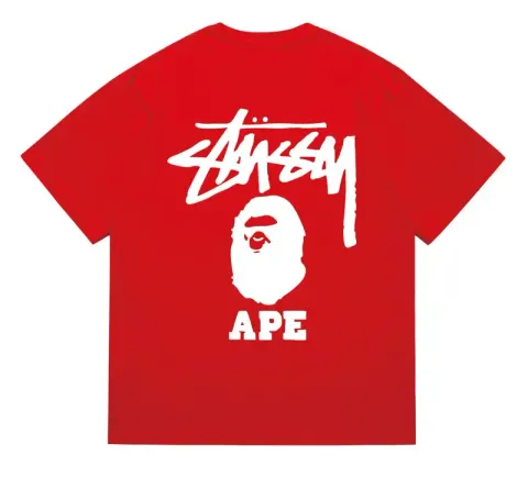 Bape x Stussy Tee option 202 red and white