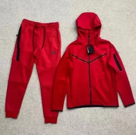Nike Tech Fleece Black Hoodie option red suit