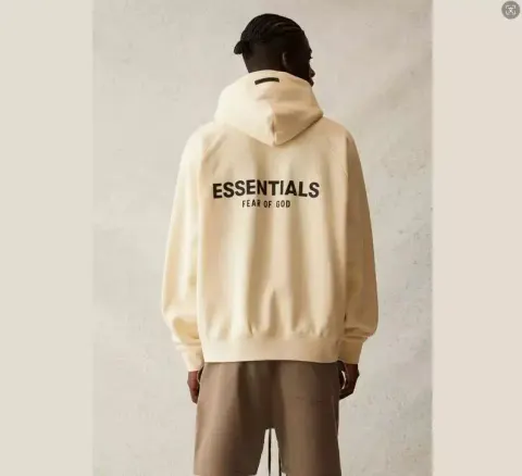 Essentials Hoodie option Style two apricot (front blank behind lo